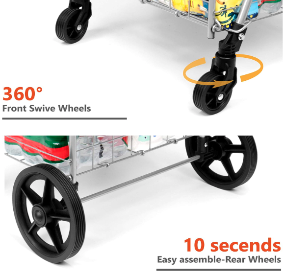 SUPENICE Grocery Utility Shopping Cart - Swivel Wheels